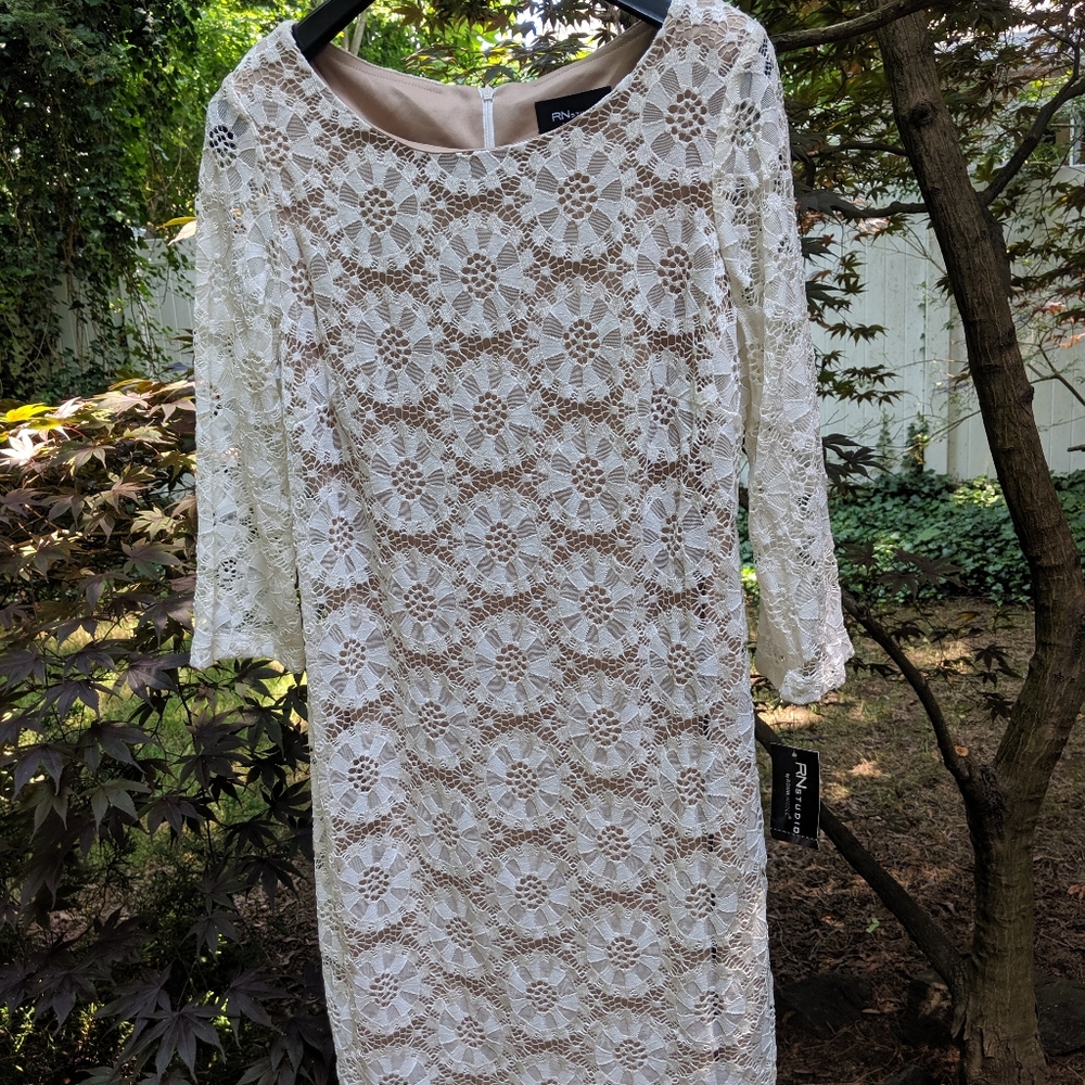 Ivory/Nude Lace long sleeve Dress NWT